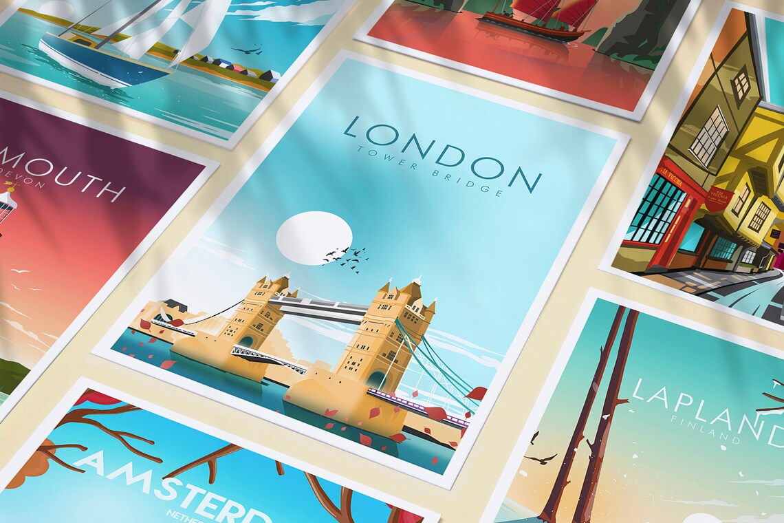 London Tower Bridge Travel Poster, City Landmark - Image 3