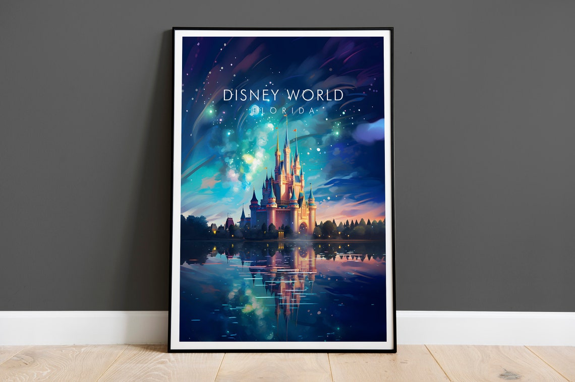 Disney World Florida Cinderella Castle Fireworks Night Poster