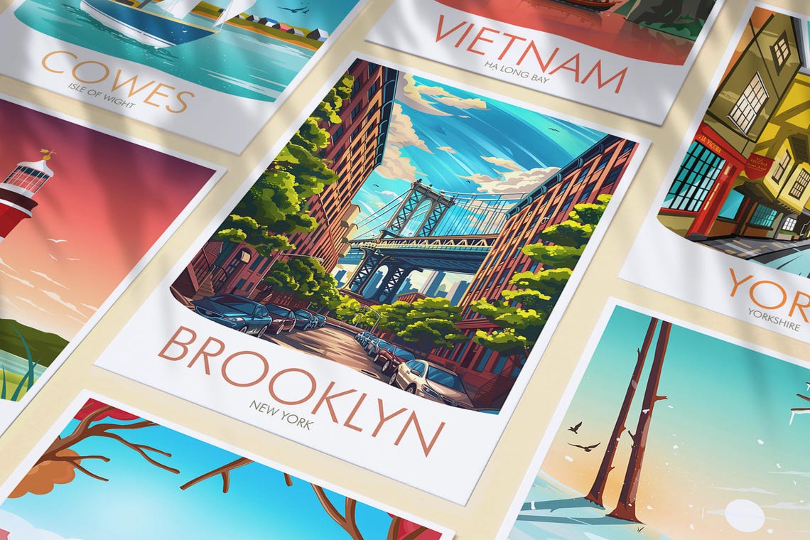 Brooklyn New York Manhattan Bridge Street View Cityscape Poster - Image 3