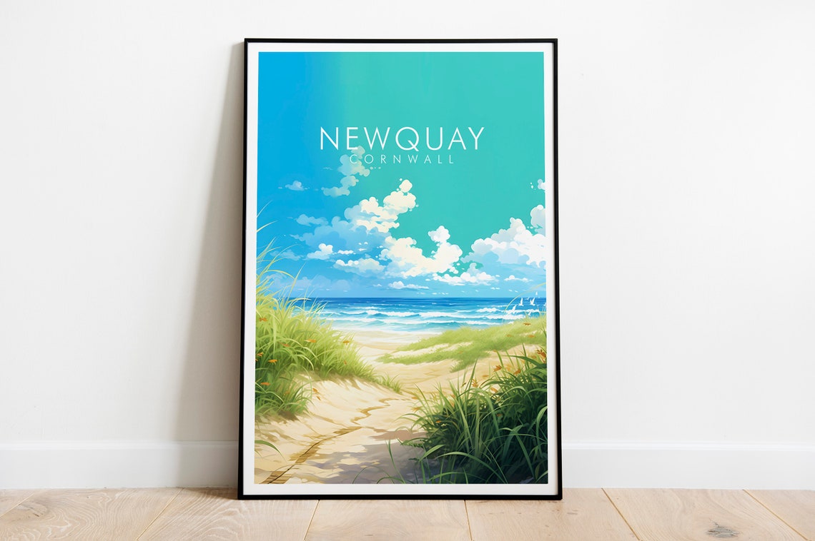 Newquay Cornwall Sandy Dune Beach Path Coastal Scenic Travel Poster - Image 2