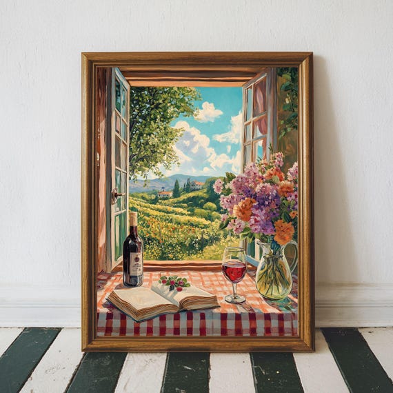 Matisse Open Window Art Cottage Core Wall Mediterranean Painting Glass Of Vine Print Modern Exhibition