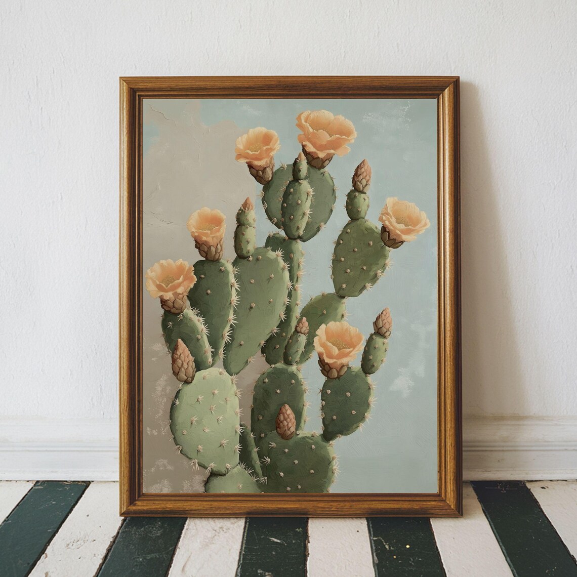 Cactus Art Print Green Botanical Wall Summer Plant Painting Tropical Western