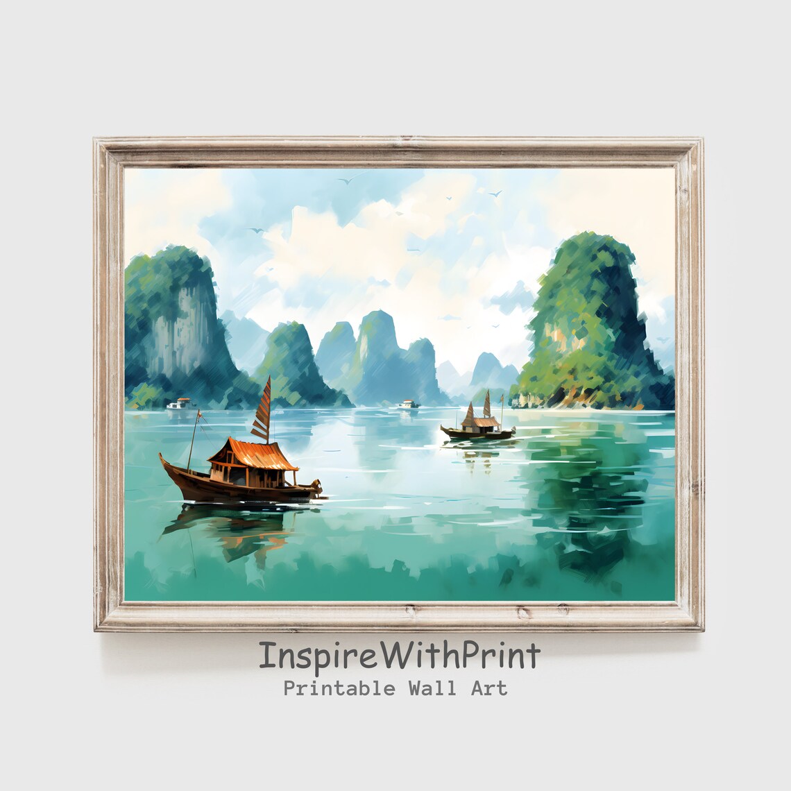 Bay And Mountain Landscape Print, Vinh Ha Long Island