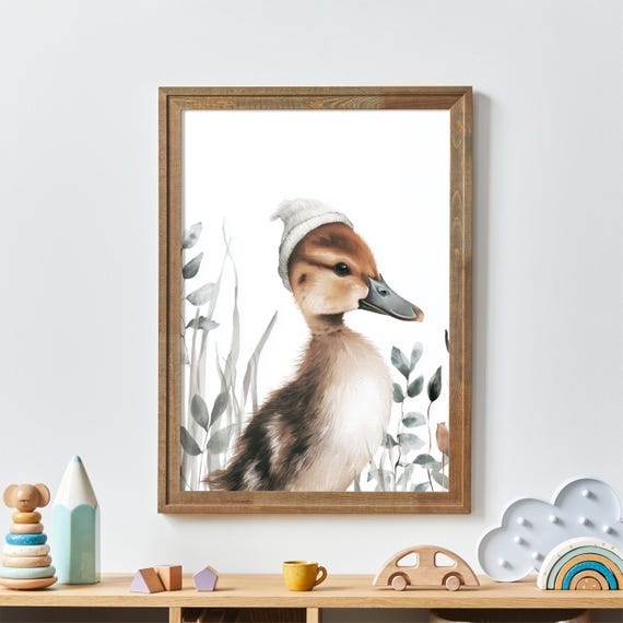Baby Shower Wall Art Nursery Decor Duckling Illustration Kids Room Birth Gift Print Duck Artwork