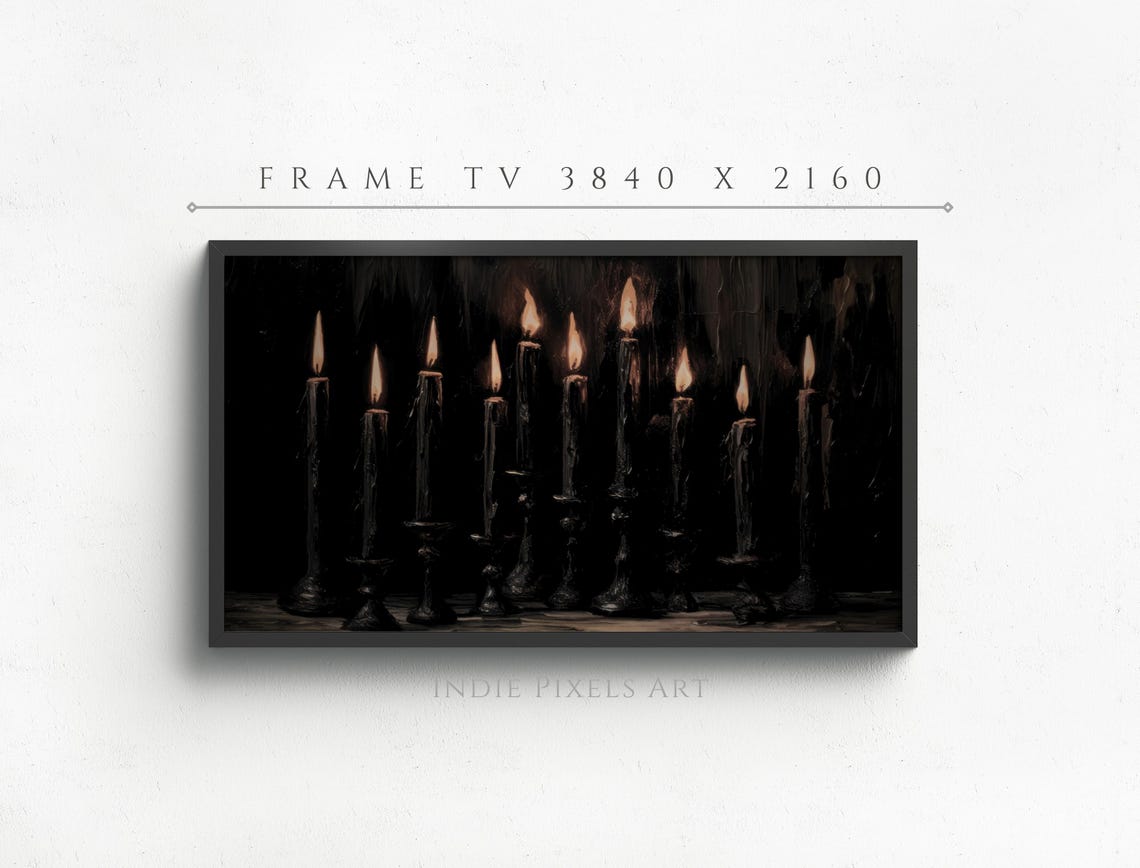 Frame TV Black Candles Gothic Moody Halloween Dark Candlelight Poster