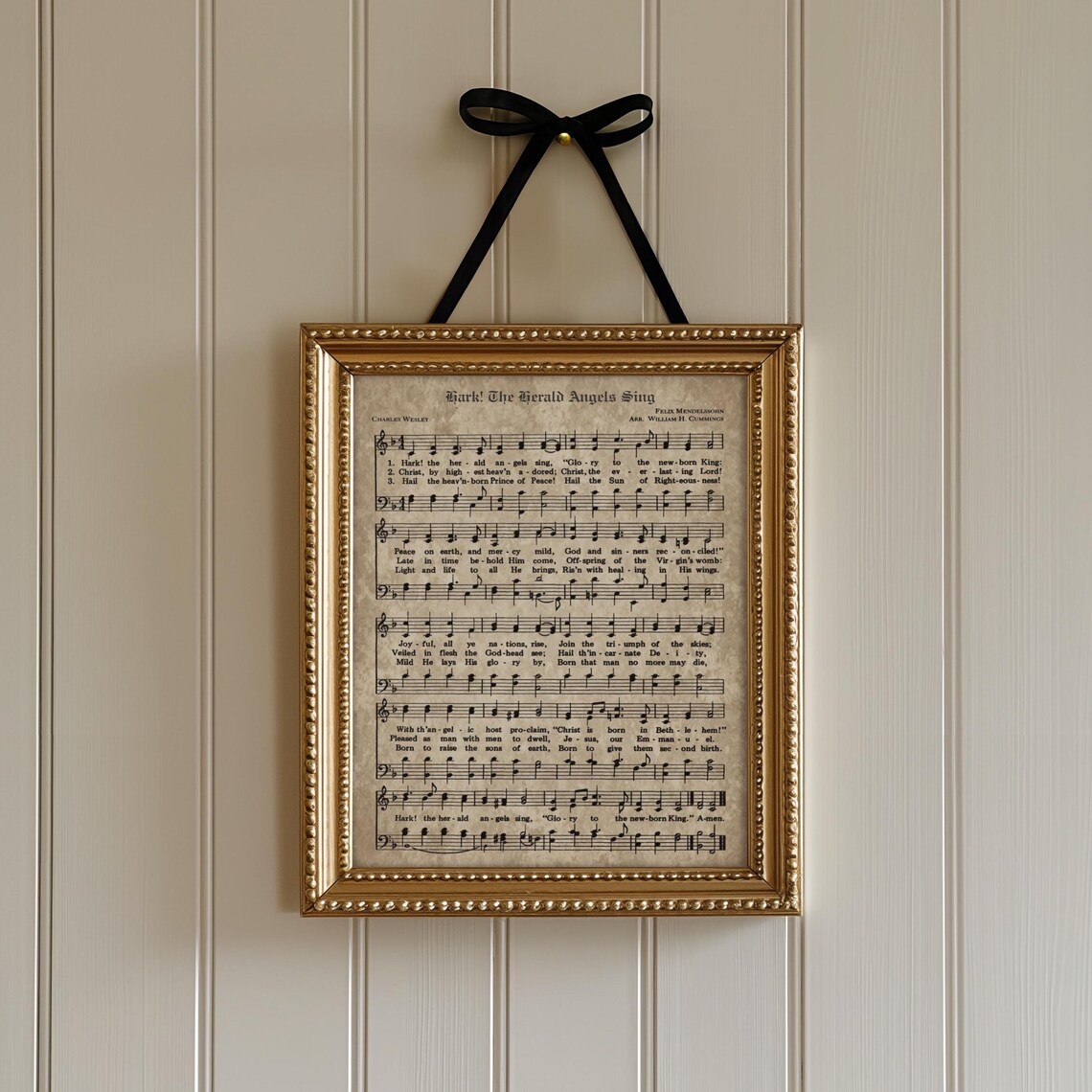 Hark The Herald Angels Sing Christmas Carol Sheet Music Vintage Poster - Image 4