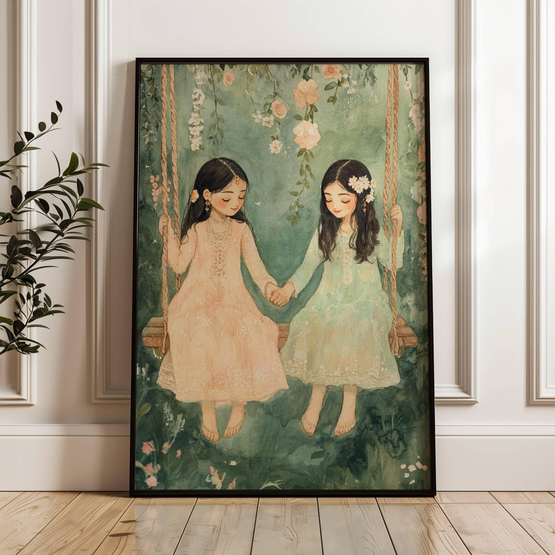 Punjabi Girl Print Sisters Print Best Friend Wall Art Indian Girl South Asian Art Print Poster Indian Home Decor Girl Room Decor Desi Girl