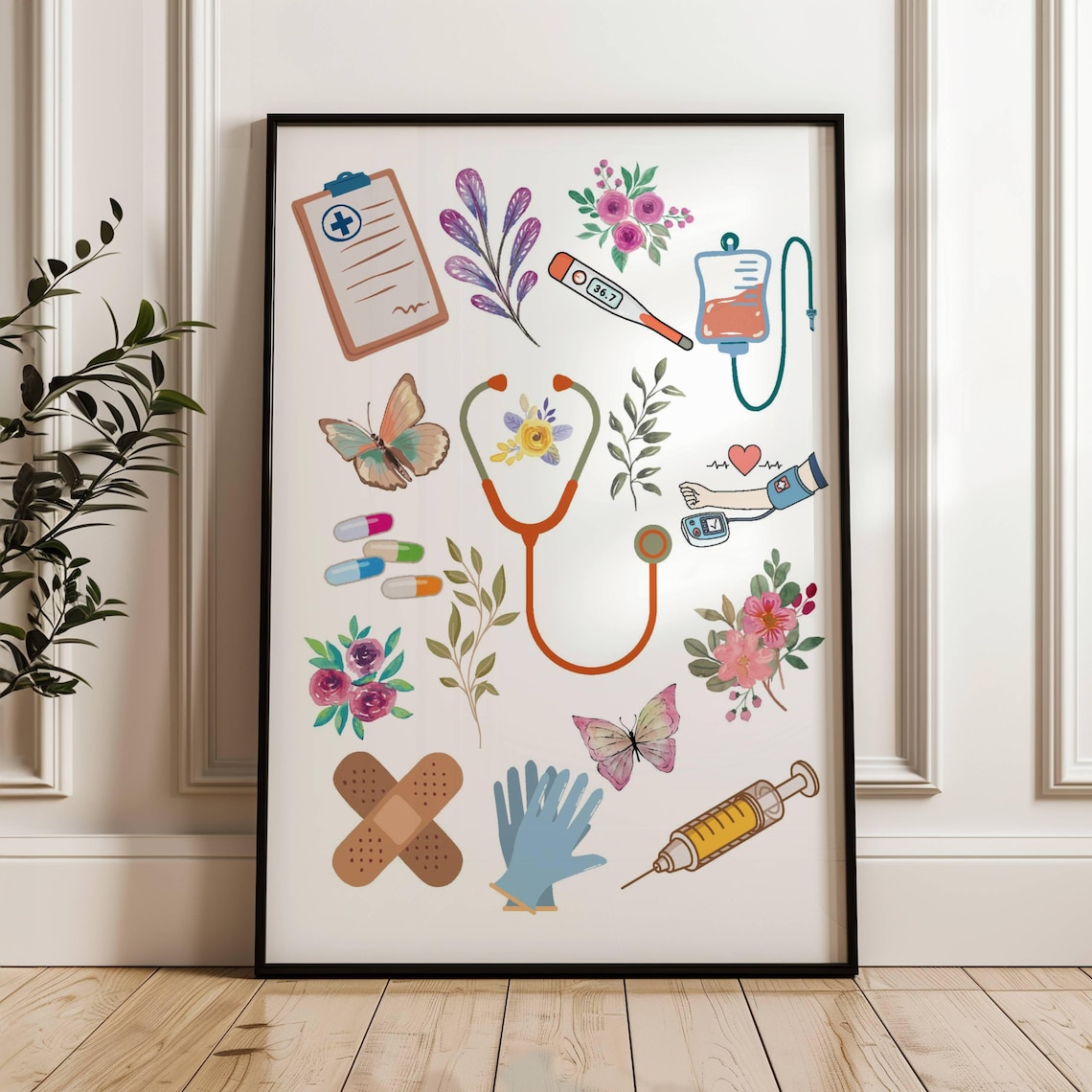 Healthcare Illustration Nurse Art Print, Clinic Decor