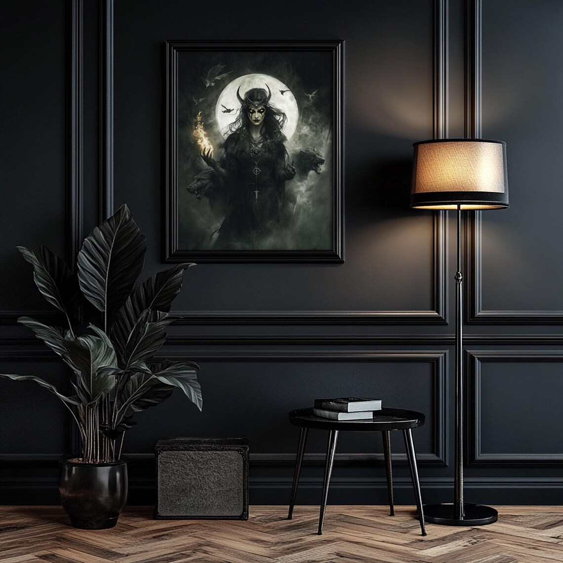 Hecate Dark Goddess Vintage Oil Painting Art Print - Image 3