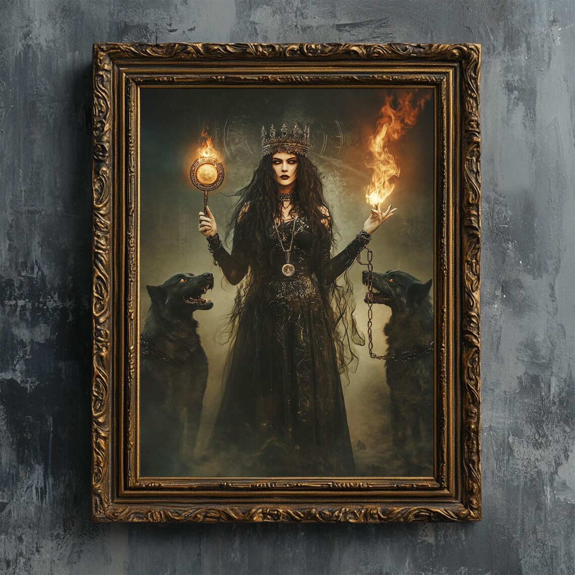 Hecate With Hellhounds, Dark Goddess Art Print - Image 4