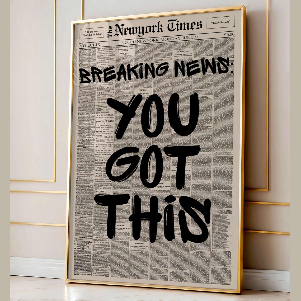You Got This Vintage Newspaper Motivational Poster
