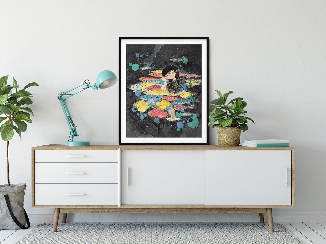 Dream Together Chinese Ink Painting Art Print - Image 4