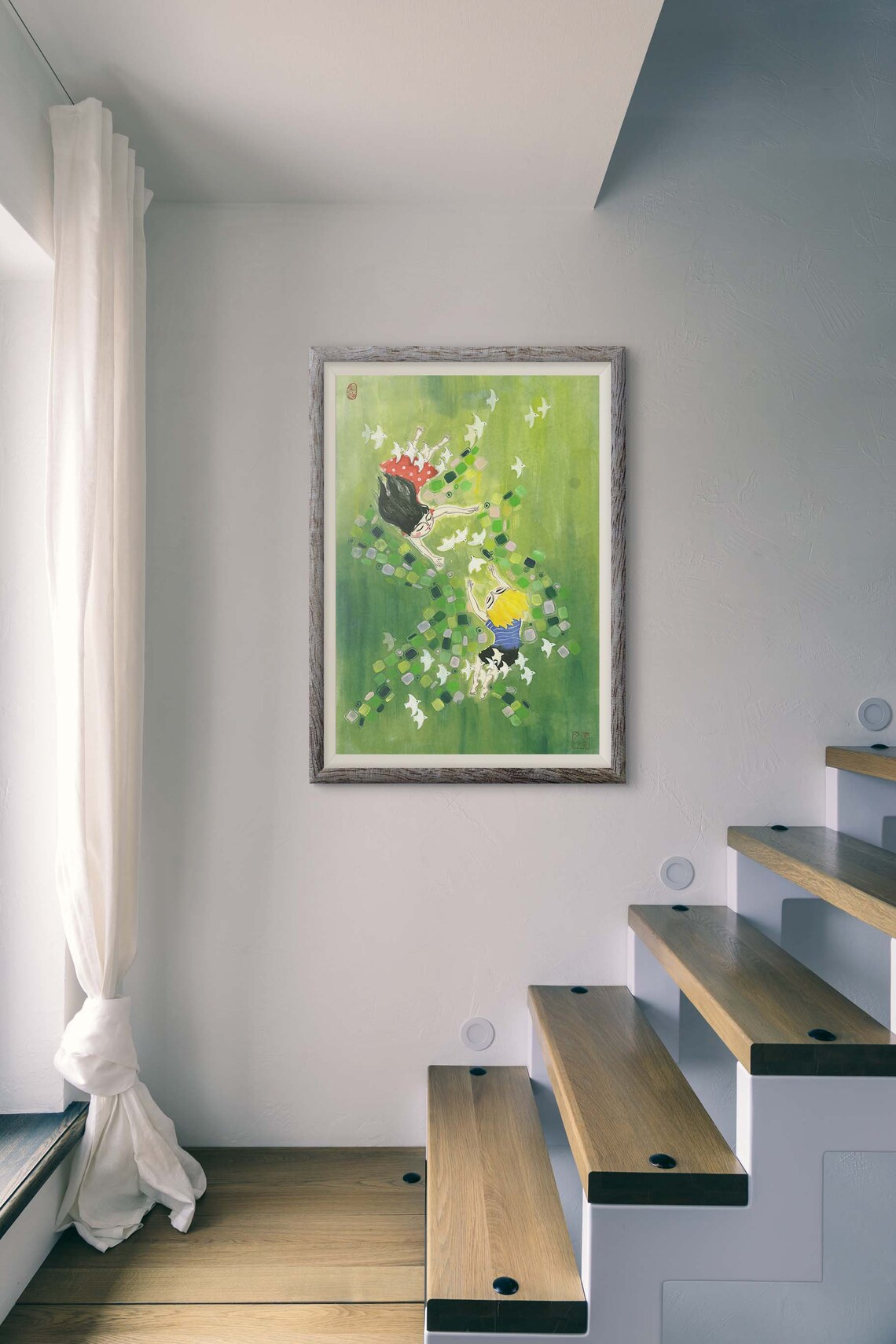 Kids In Spring Chinese Painting Wall Art Print - Image 4