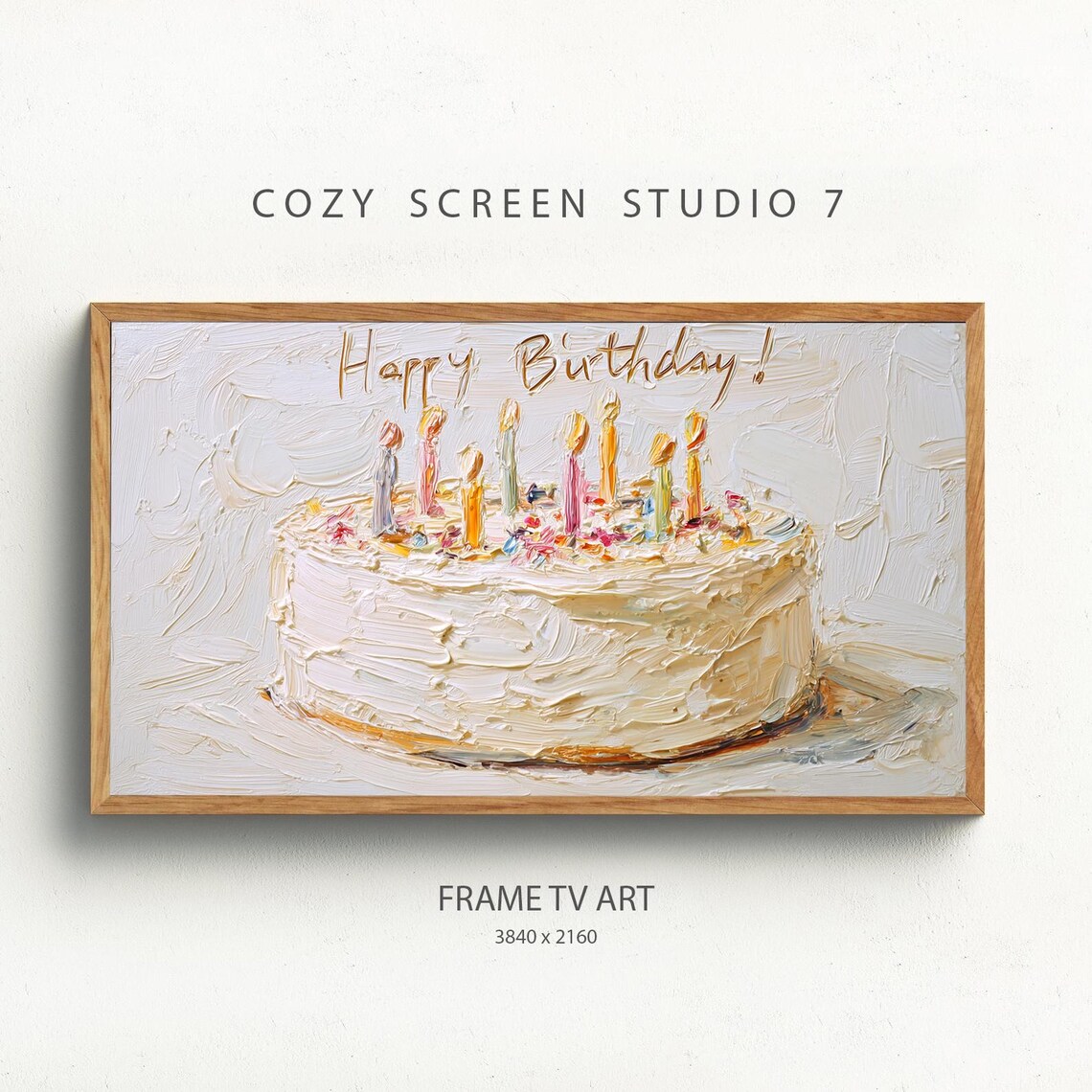 Birthday Cake Impasto Painting Art Print