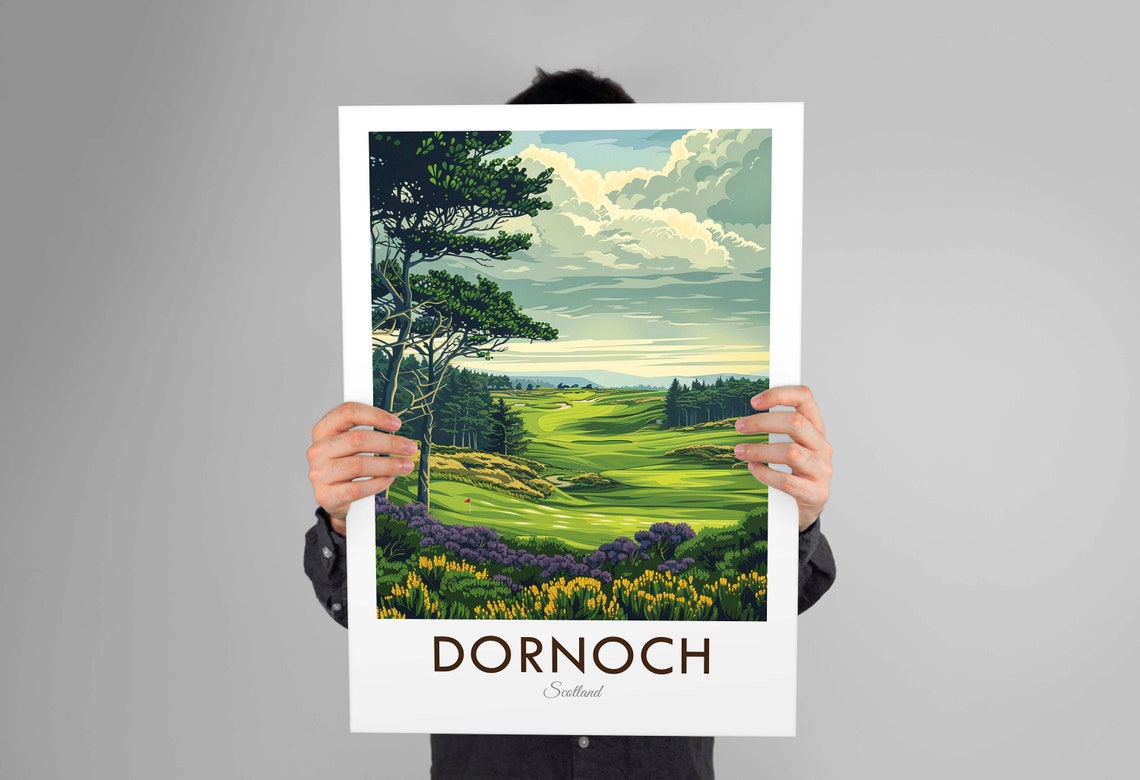 Dornoch Scotland Highland Pine Framed Golf Course Heather Poster - Image 3
