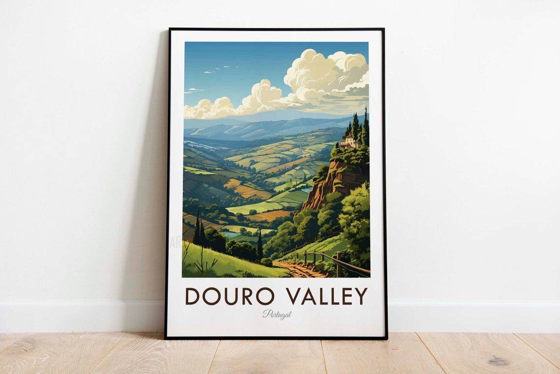 Douro Valley Portugal Terraced Vineyard Hills Landscape Poster - Image 3
