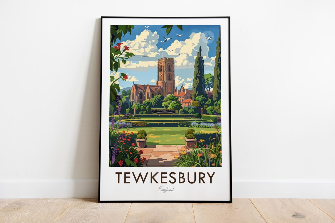 Tewkesbury England Vintage Style Travel Poster