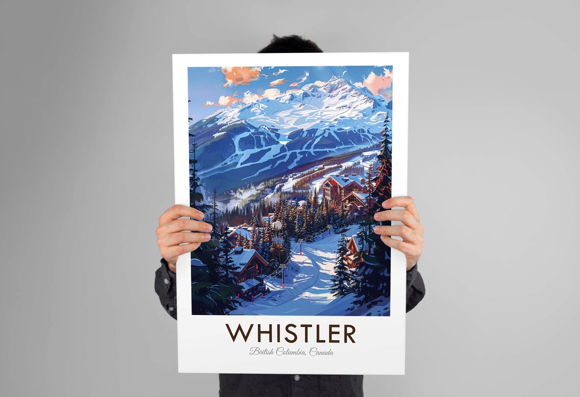 Whistler British Columbia Canada Ski Resort Mountain Slopes Poster - Image 2