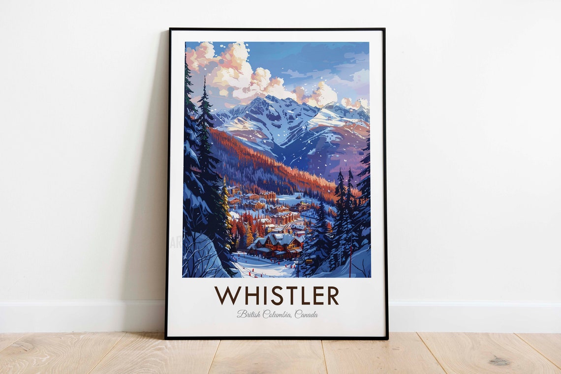 Whistler British Columbia Canada Ski Village Snowy Peaks Poster - Image 3