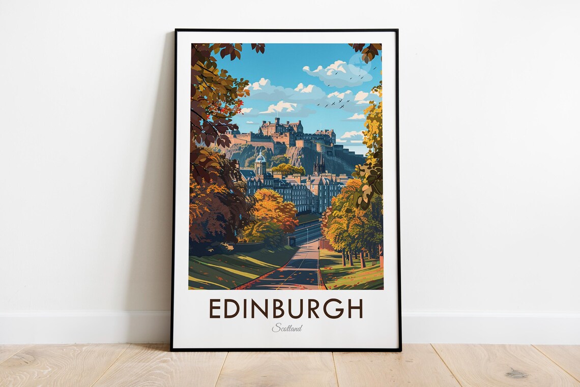 Edinburgh Castle Vintage Style Travel Poster