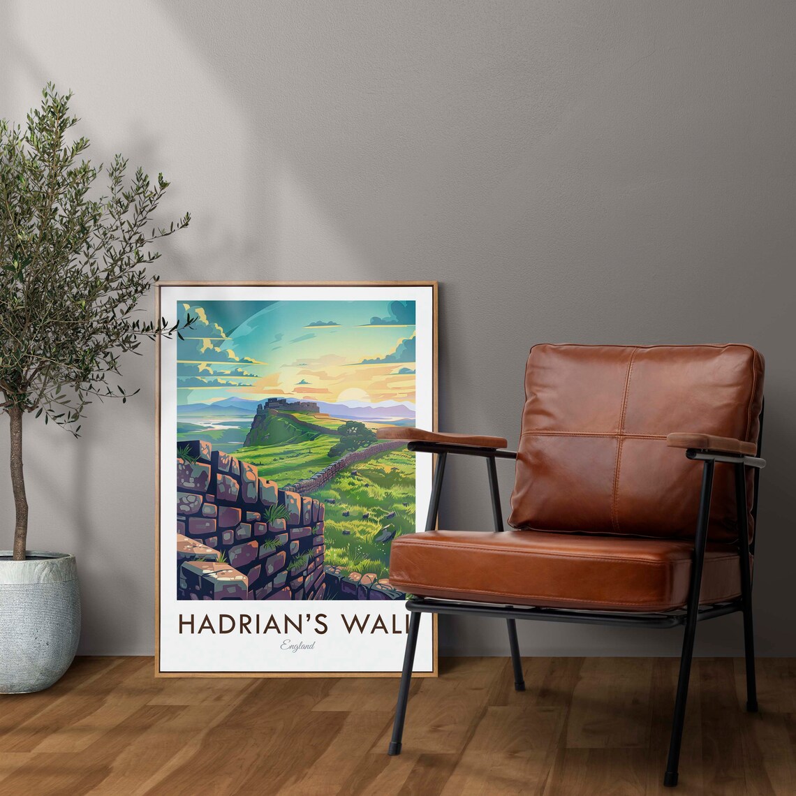 Hadrians Wall England Vintage Style Travel Poster