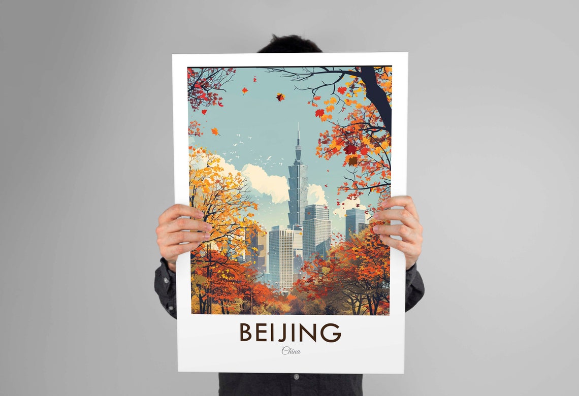Beijing China Autumn Foliage Modern Skyscraper City View Poster - Image 2