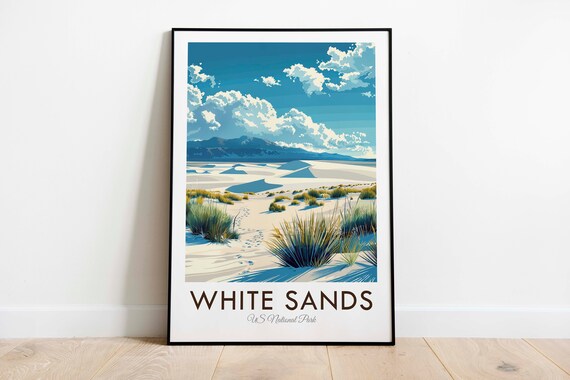 White Sands National Park Gypsum Dunes And Yucca Grass Scene Travel Poster