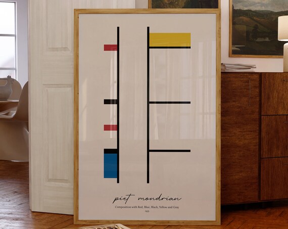 Piet Mondrian Composition 1935 Red Blue Yellow Ladder Abstract Art Poster
