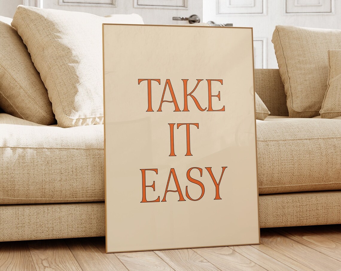 Take It Easy 70s Retro Typography Art Print - Image 2