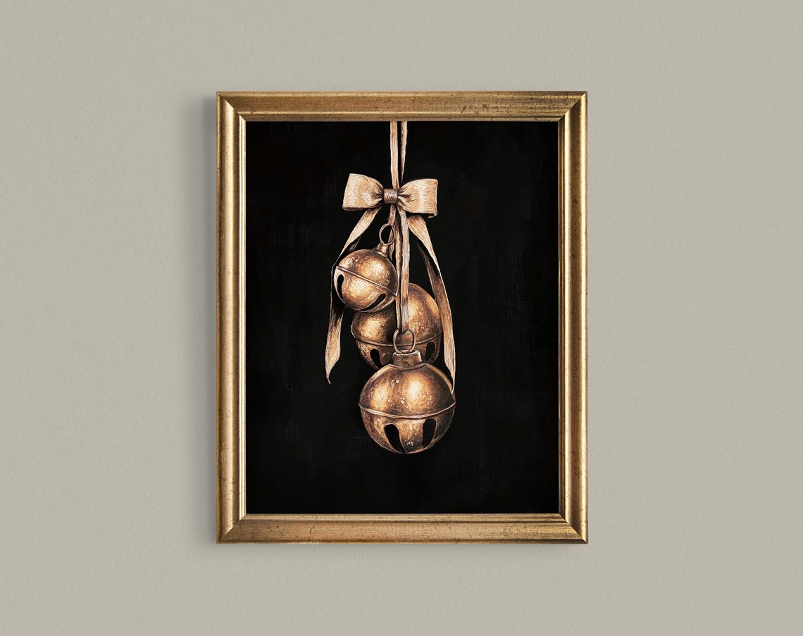 Christmas Jingle Bells Wall Art Moody Dark Vintage Rustic - Image 3