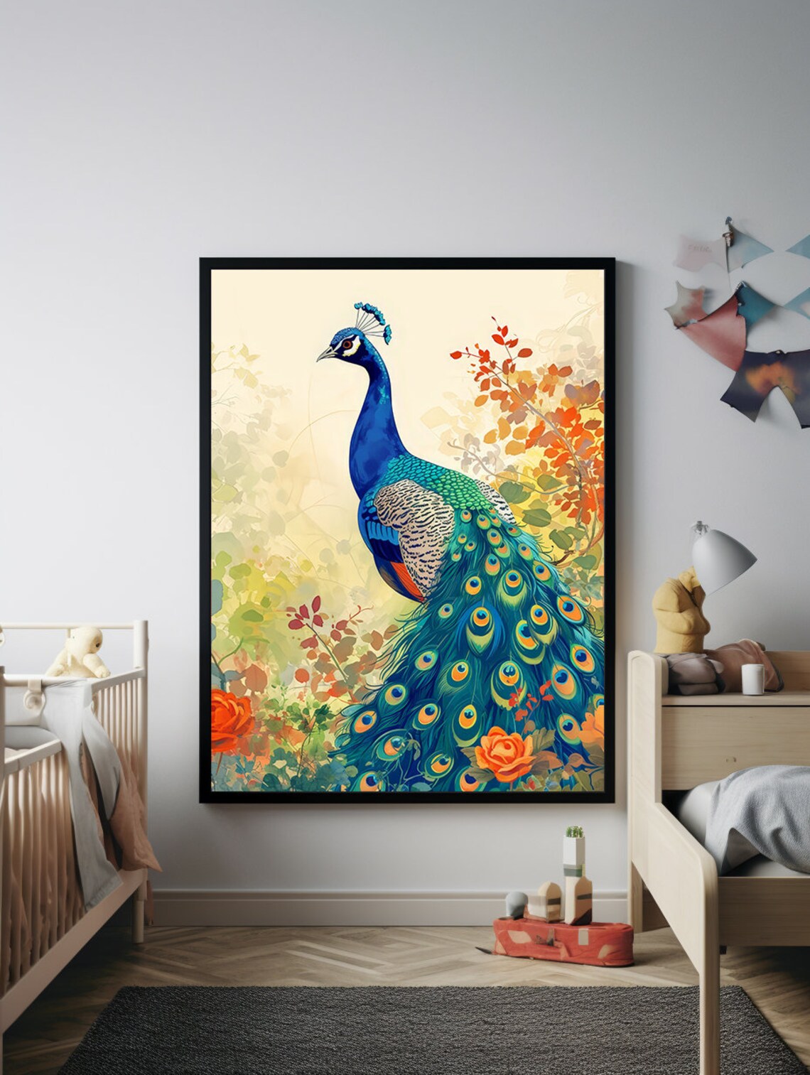 Green Peacock Vintage Art Print, Antique Decor - Image 2