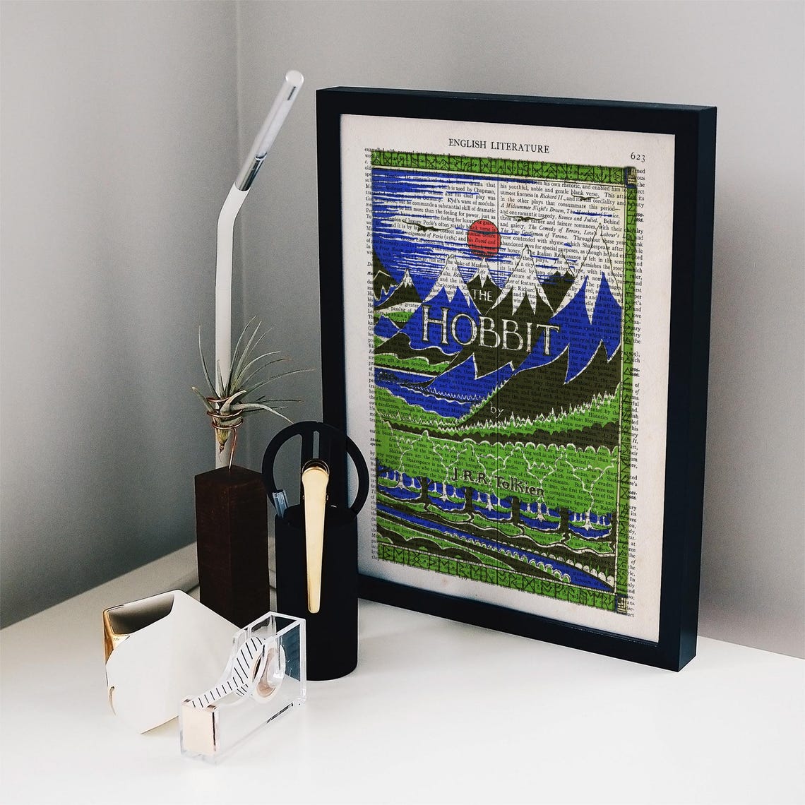 The Hobbit By Jrr Tolkien Instant Book Cover Art Reading Nook Decor Gifts Hobbit Gifts Print Locally Literature Gifts - Image 2