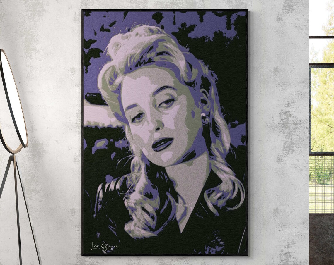 Blonde Woman Purple Pop Art Style Bold Dramatic Portrait Poster