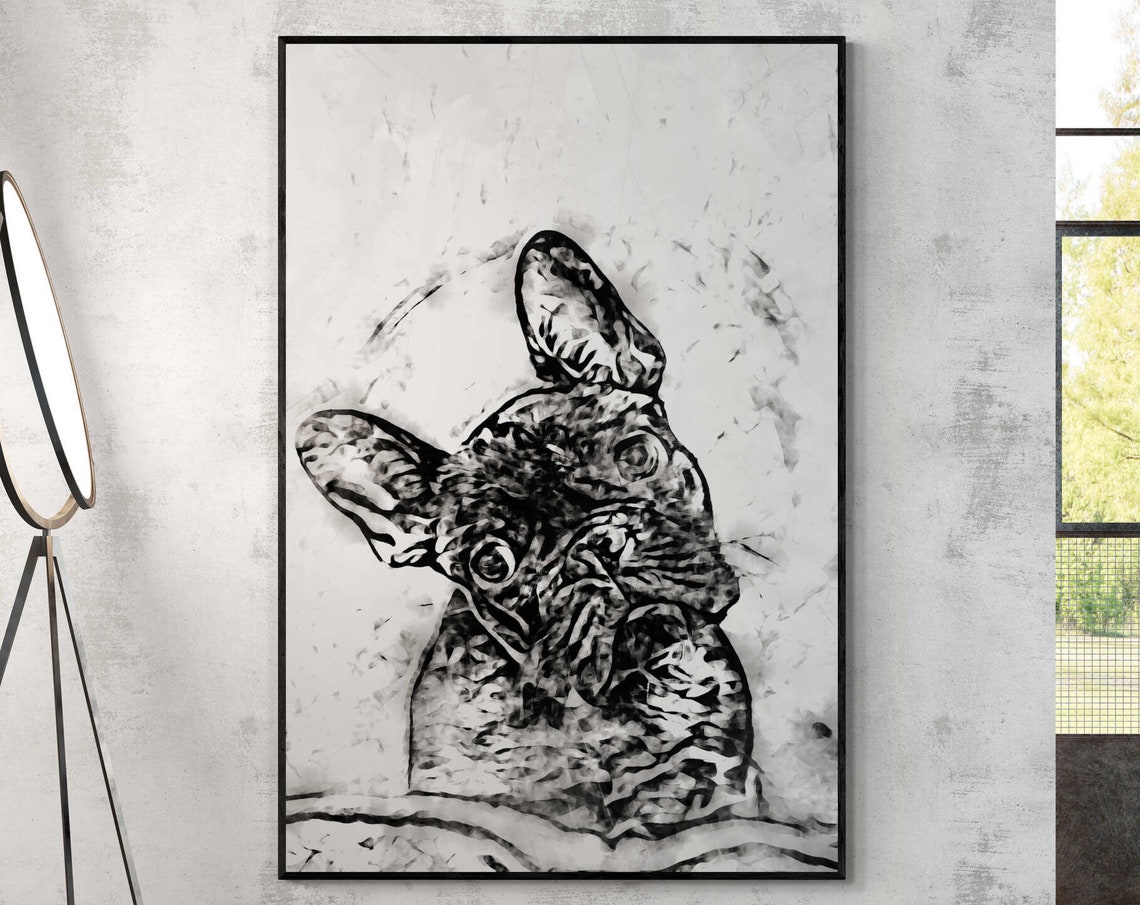 Wall Art Poster Black And White Print French Bulldog Wall Dcor French Bulldog Wall Art Print Wall Living Room Wall Art Entry Hall