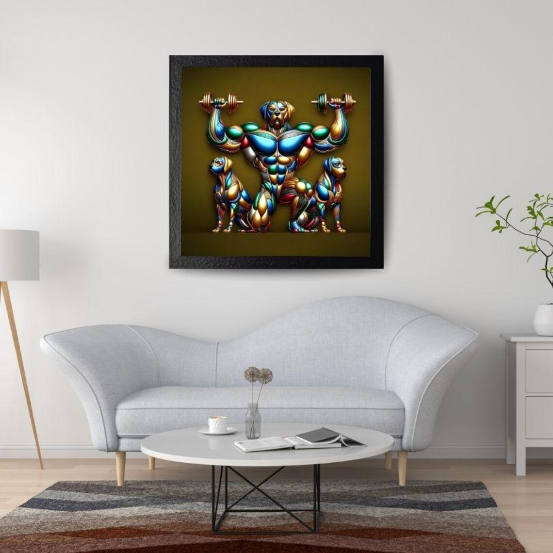 Muscular Bodybuilding Dog Lifting Dumbbells Funny Gym Poster - Image 3