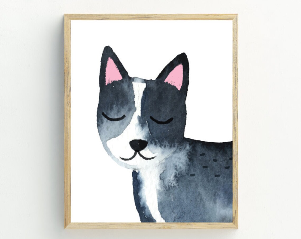French Bulldog Boston Terrier Minimalist Wall Art Print