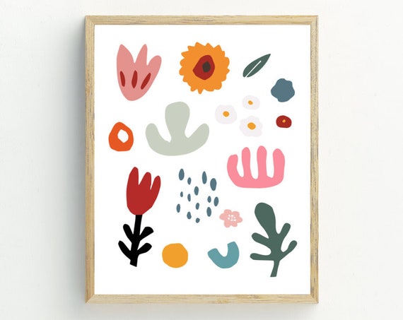 Botanical Abstract Print Matisse Inspired Wall Art Abstract Flower Illustration Wall Decor Art 5x7 8x10 11x14 16x20