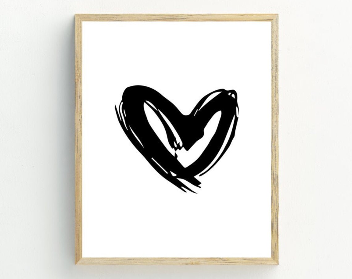 Black And White Heart Minimalist Art Print