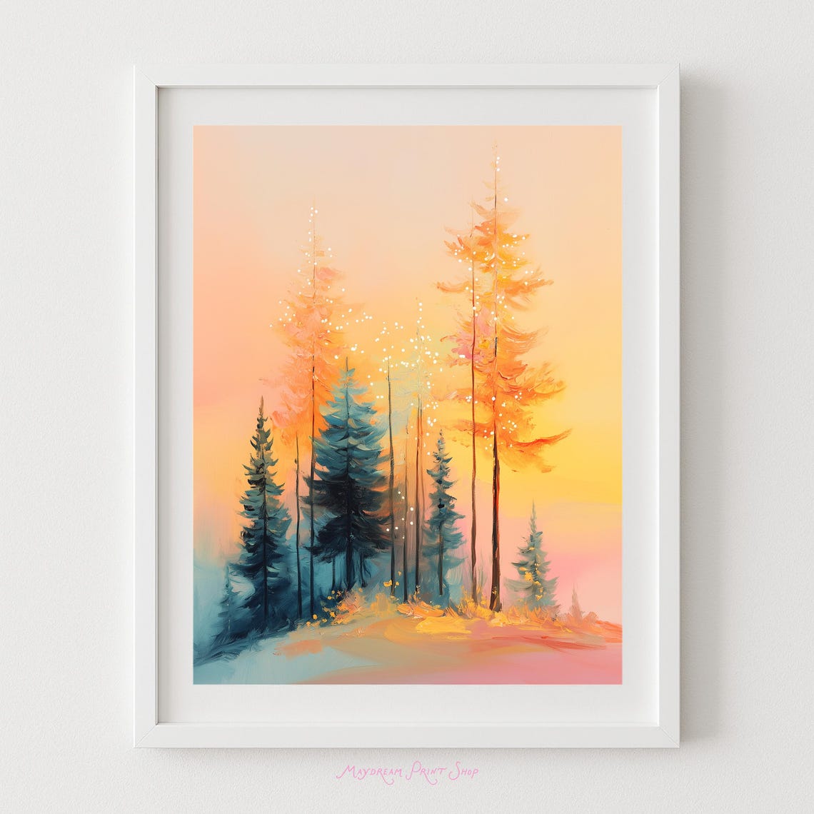 Autumn Trees Art Fall Wall Decor Sparkly Orange Harvest Colors Halloween Instant Home