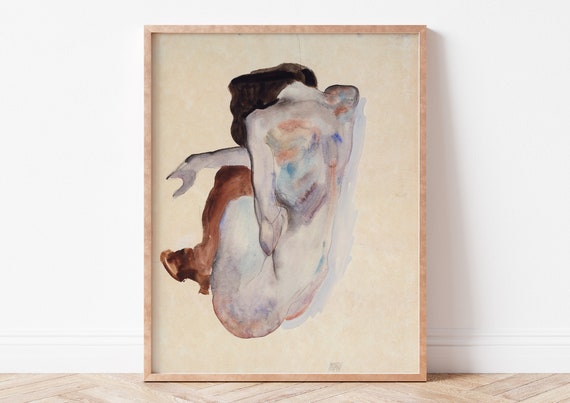 Crouching Nude Egon Schiele Art Print Wall Oil Painting Home Decor Retro Poster Expressionist