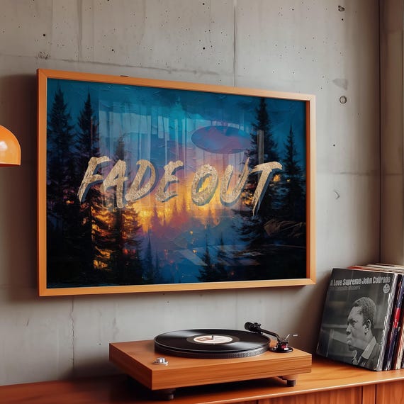 Fade Out Moody Forest Sunset Painting Atmospheric Landscape Wall Art Dark Nature Decor 260