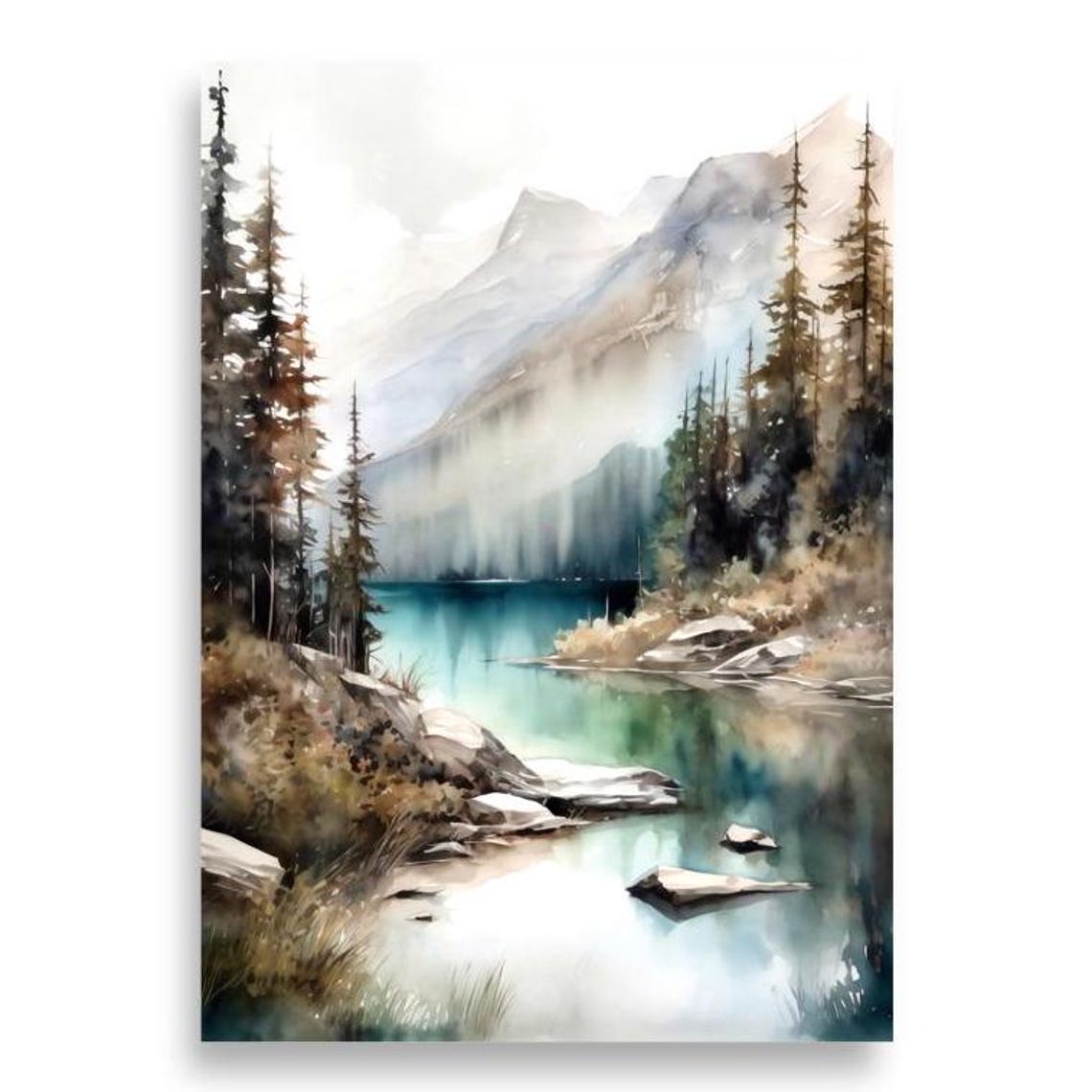 Banff National Park Turquoise Lake Snowy Mountain Pines Poster - Image 2