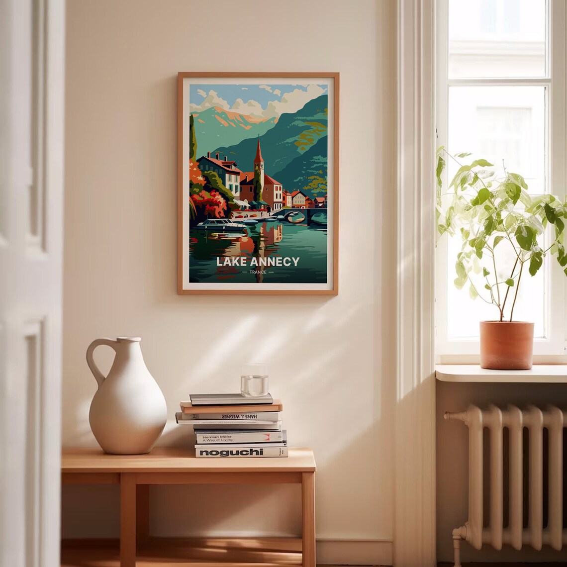 Lake Annecy France Alpine Lakeside Village Church Retro Travel Poster - Image 4