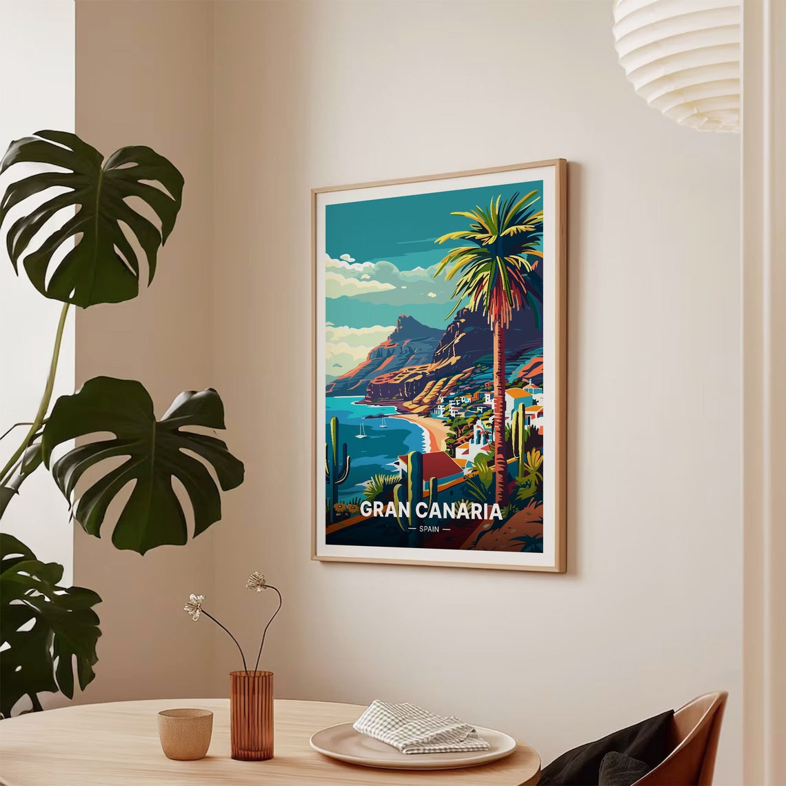 Gran Canaria Spain Palm Beach Cliffs Vintage Island Travel Poster - Image 2