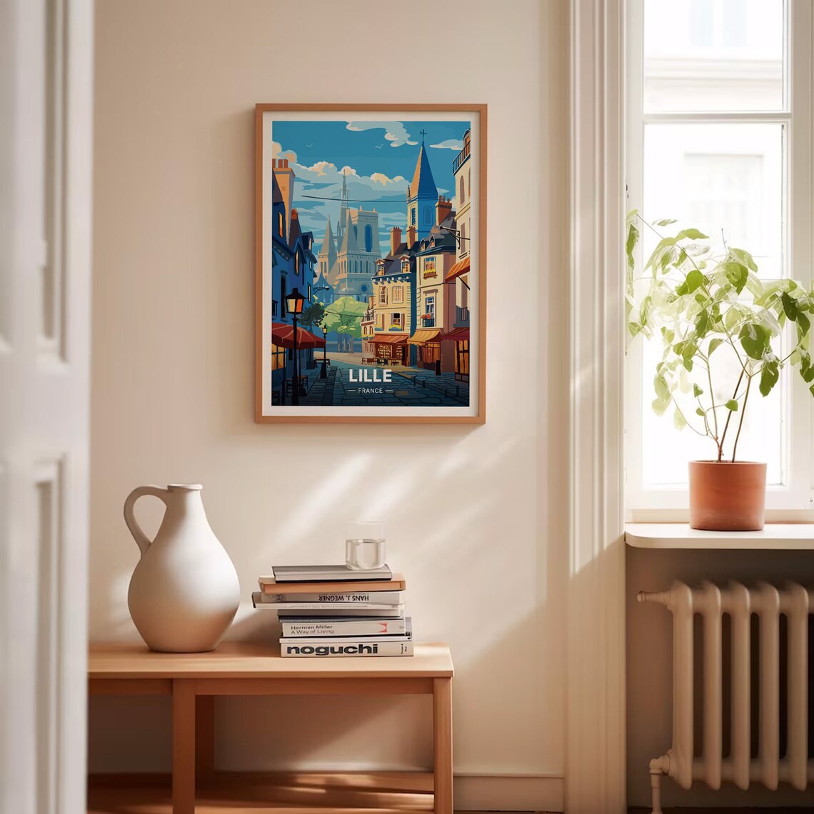 Lille France Riverside Street Eiffel Tower Scene Vintage Travel Poster - Image 4