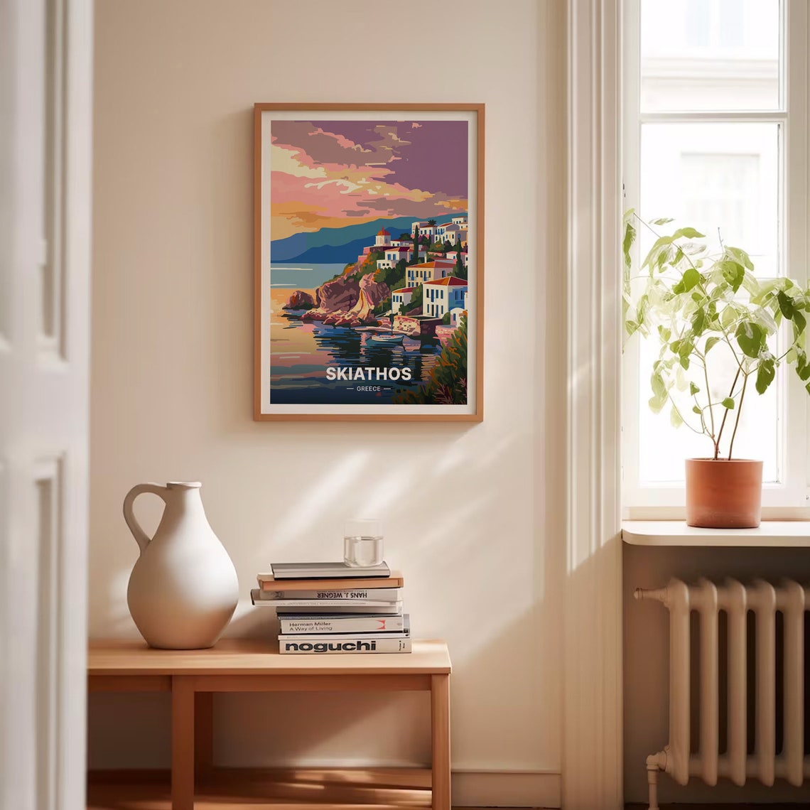 Skiathos Greece Sunset Harbor Whitewashed Village Travel Poster Art - Image 4