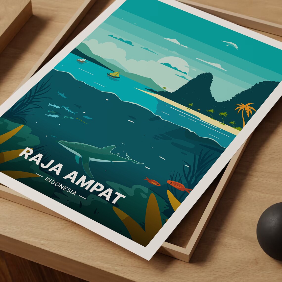 Raja Ampat Indonesia Coral Reef Underwater Scene Travel Poster - Image 3