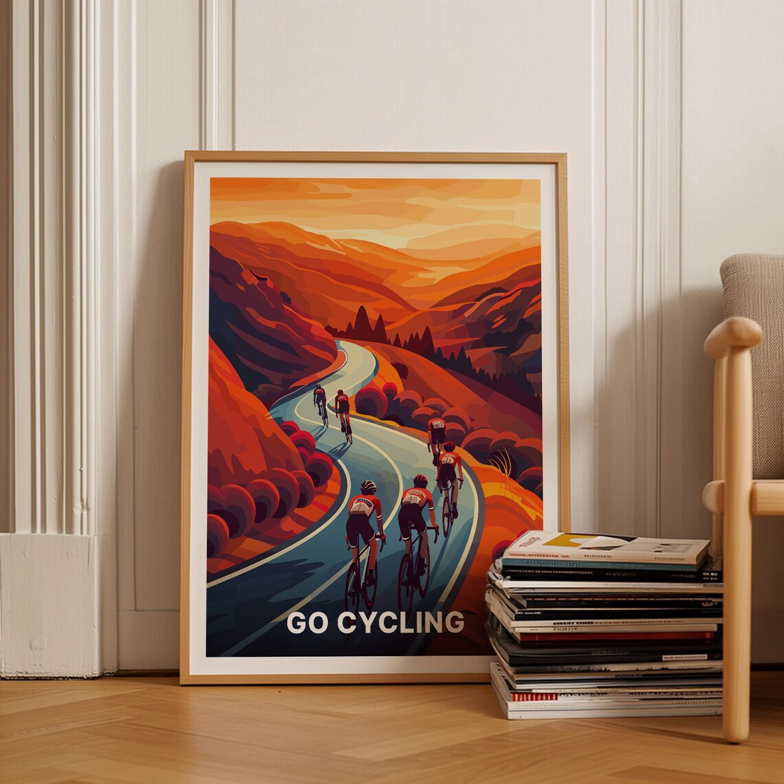 Cycling Adventure Travel Poster, Vintage Style