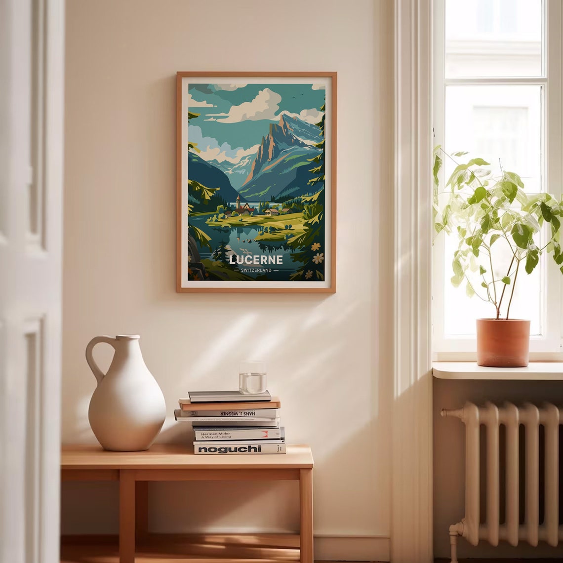 Lucerne Switzerland Alpine Lake Mountain Village Travel Poster - Image 4