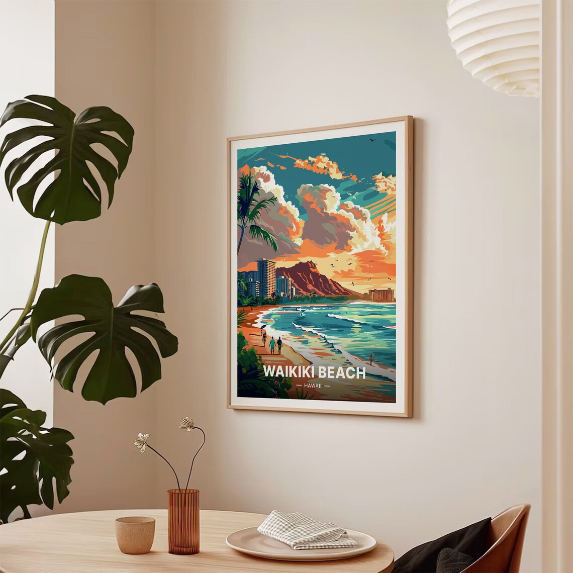 Waikiki Beach Hawaii Travel Poster, Home Office Decor - Image 2